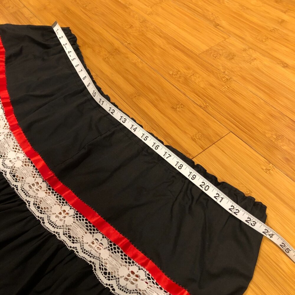Handmade Latin Dance Skirt Lace Ribbon Adjustable Sml Med Lrg Xl OS Red Black - Picture 7 of 8